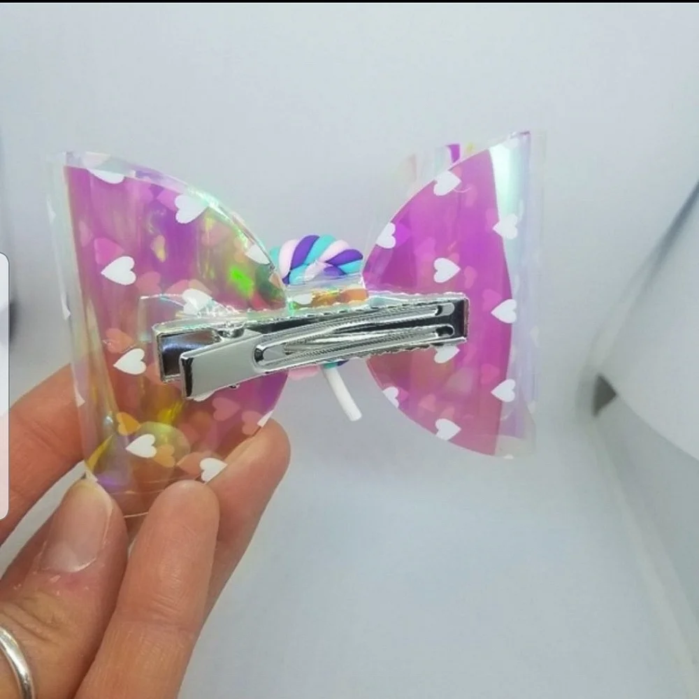 Holographic Lollipop candy bow kids girl kawaii barbiecore